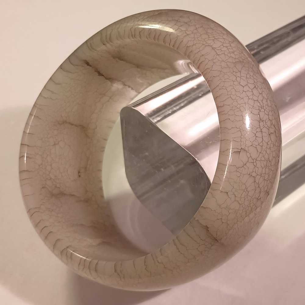 Chunky crackle design bangle bracelet gray white earthy asymmetrical acrylic
